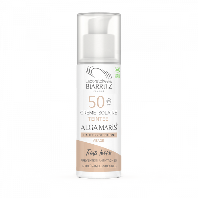 Crème solaire teintée SPF 50 | Getönte Sonnencreme für das Gesicht, Elfenbein (50ml)